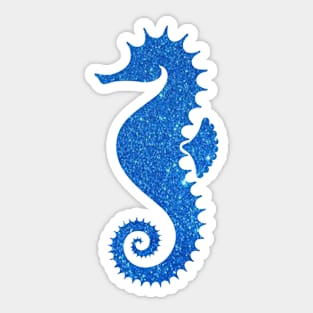 Bright Blue Faux Glitter Seahorse Sticker
